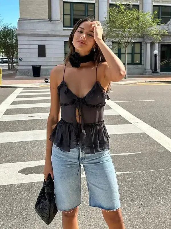 Sheer Open Front Top