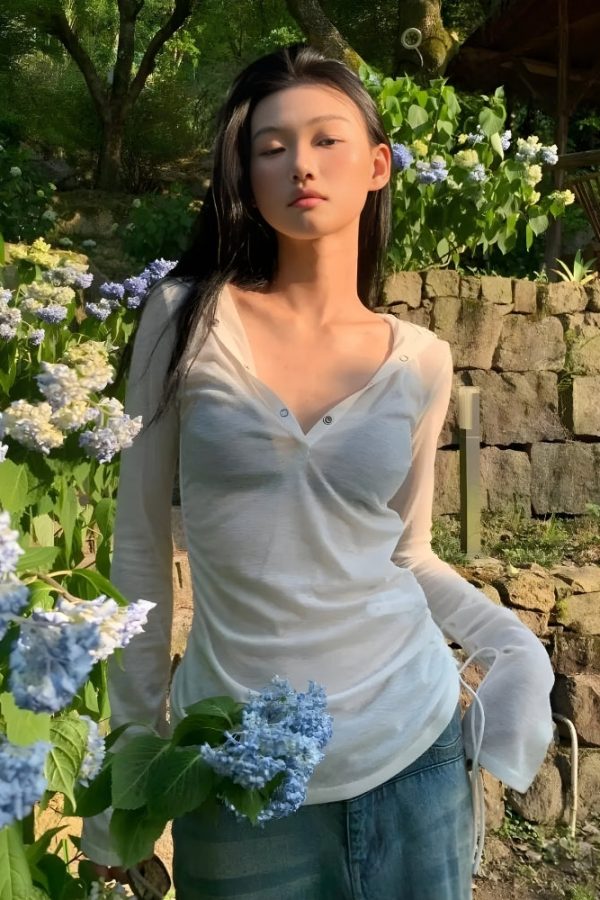 Sheer Ruched Hoodie Top