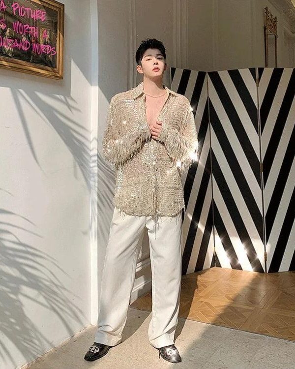 Shiny Sequin Sheer Shirt