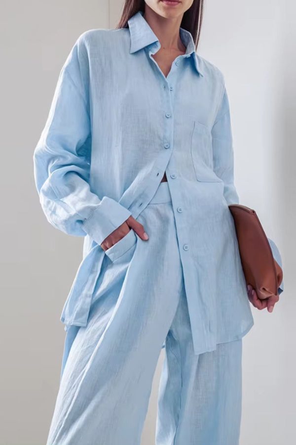 Shirt & Pants Blue Two Piece Set