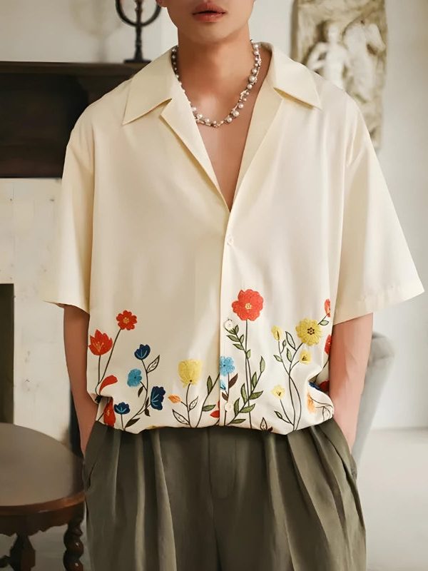 Short Sleeve Flowers Shirt