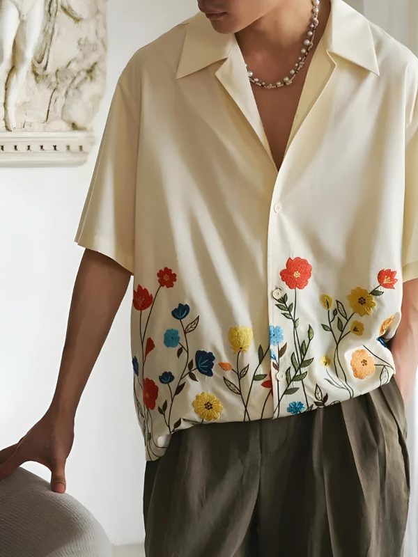 Short Sleeve Flowers Shirt