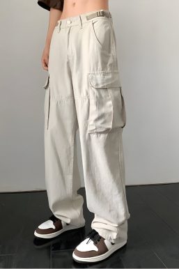 Side Belt Detailed Baggy Cargo Pants