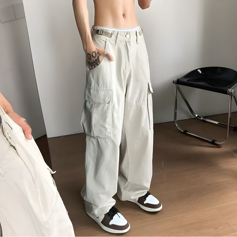 Side Belt Detailed Baggy Cargo Pants Side Belt Detailed Baggy Cargo Pants