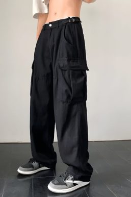 Side Belt Detailed Baggy Cargo Pants