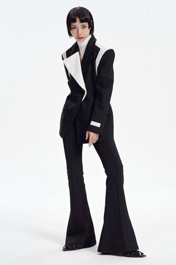 Single Button Color Block Blazer