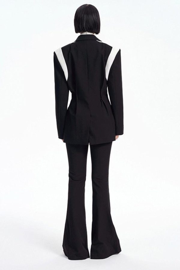 Single Button Color Block Blazer