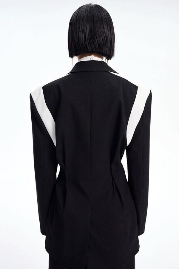 Single Button Color Block Blazer