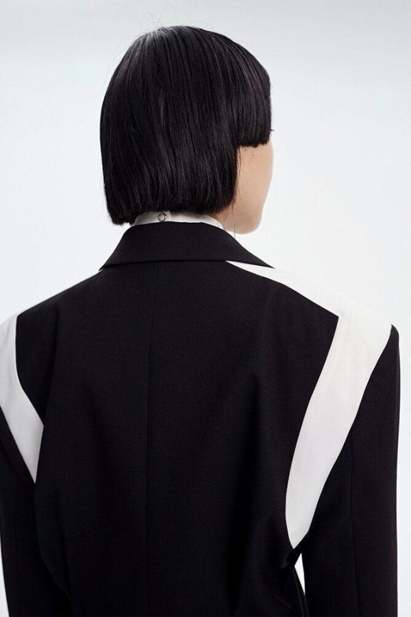 Single Button Color Block Blazer