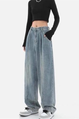 Skater Pleated Baggy Jeans