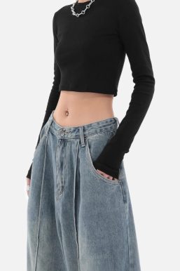 Skater Pleated Baggy Jeans
