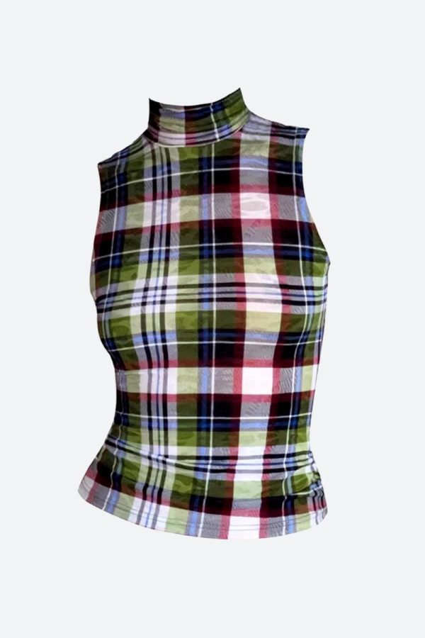 Sleeveless Plaid Top