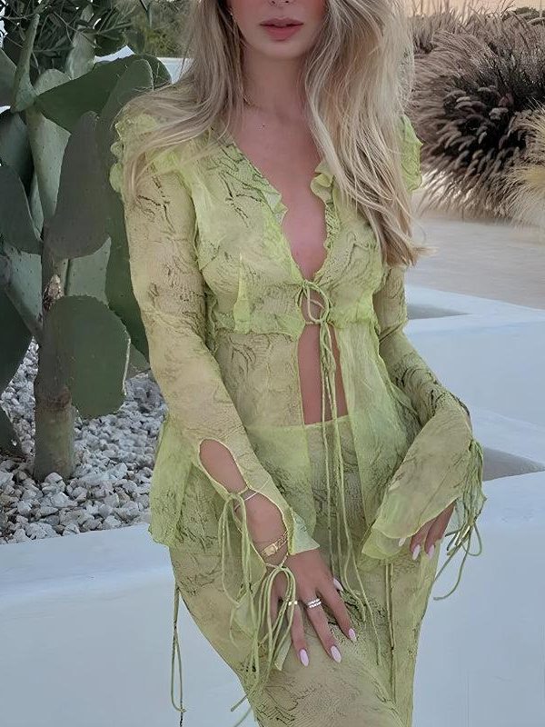 Snakeskin Blouse & Maxi Skirt Two Piece Set