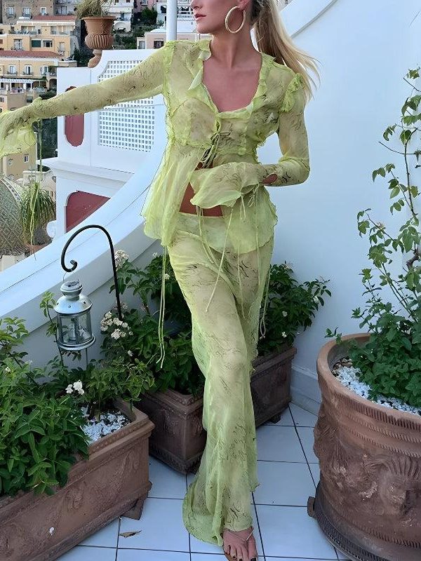 Snakeskin Blouse & Maxi Skirt Two Piece Set