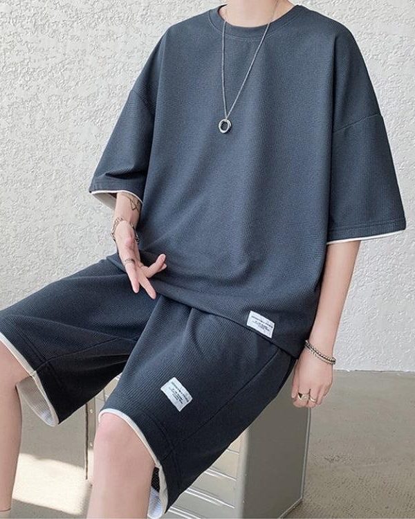 Soft Boy Sweatshirt & Sweatshorts Two Piece Set