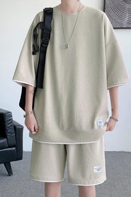 Soft Boy Sweatshirt & Sweatshorts Two Piece Set