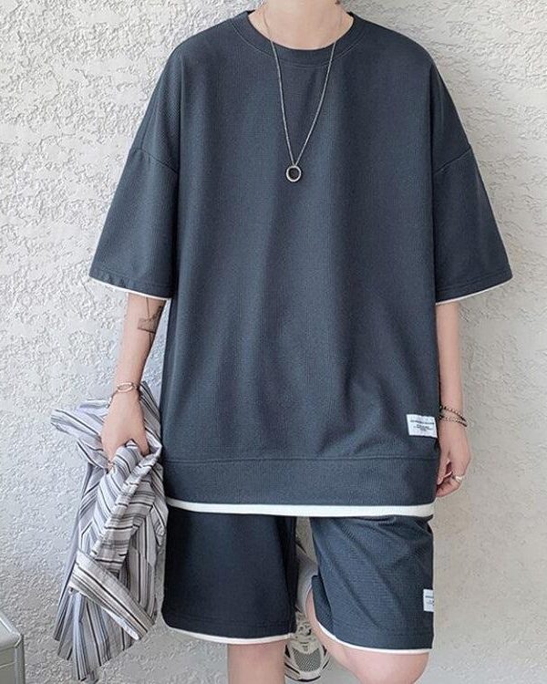 Soft Boy Sweatshirt & Sweatshorts Two Piece Set