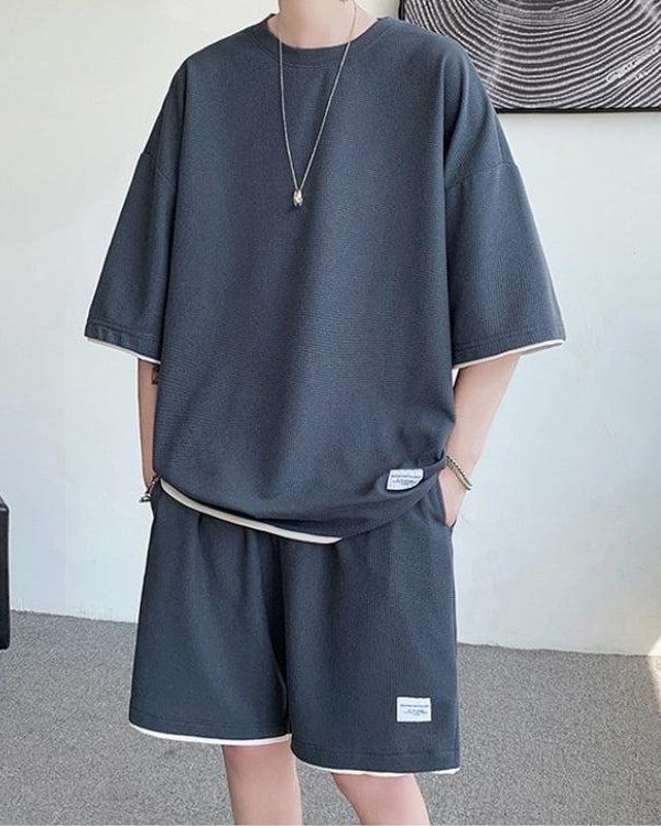 Soft Boy Sweatshirt & Sweatshorts Two Piece Set