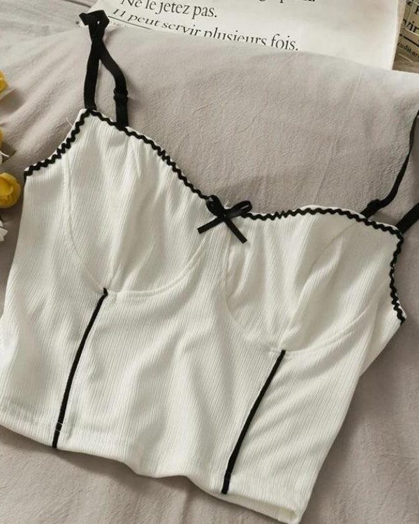 Soft Girl Bow Corduroy Top