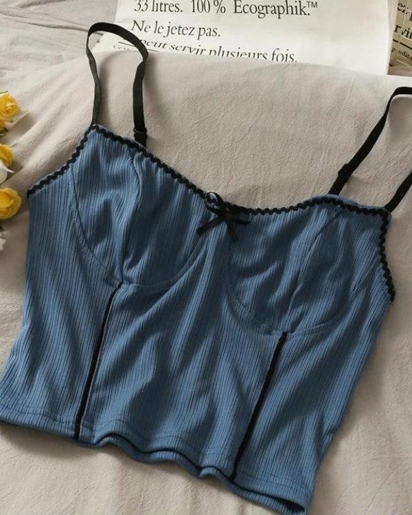 Soft Girl Bow Corduroy Top