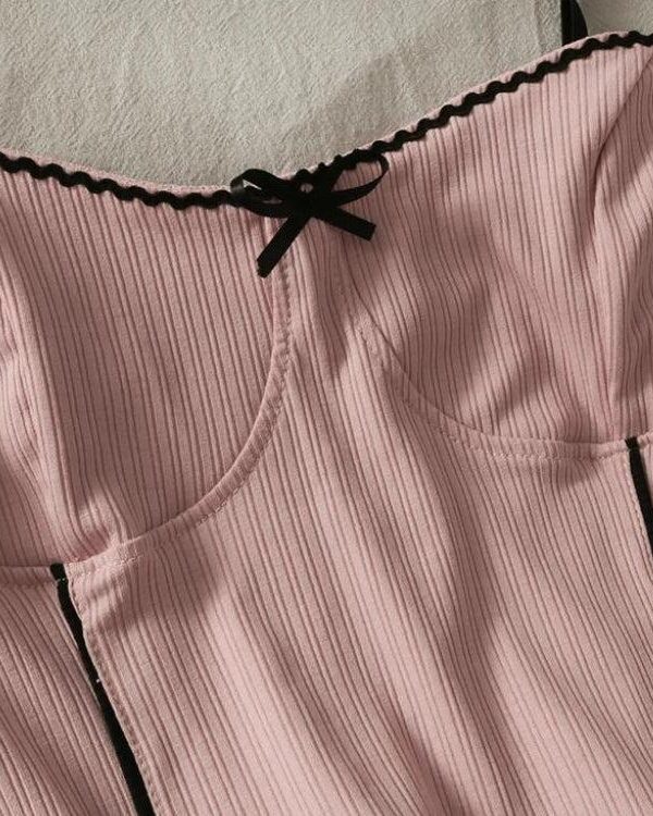 Soft Girl Bow Corduroy Top