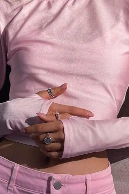 Soft Girl Candy Pink Metallic Top