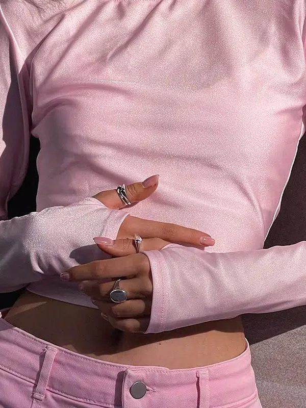 Soft Girl Candy Pink Metallic Top
