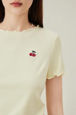 Soft Girl Cherry Lettuce Edge Tee