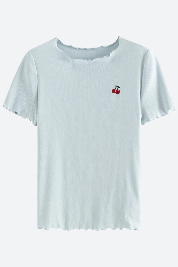 Soft Girl Cherry Lettuce Edge Tee