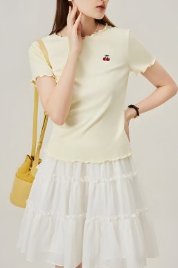 Soft Girl Cherry Lettuce Edge Tee