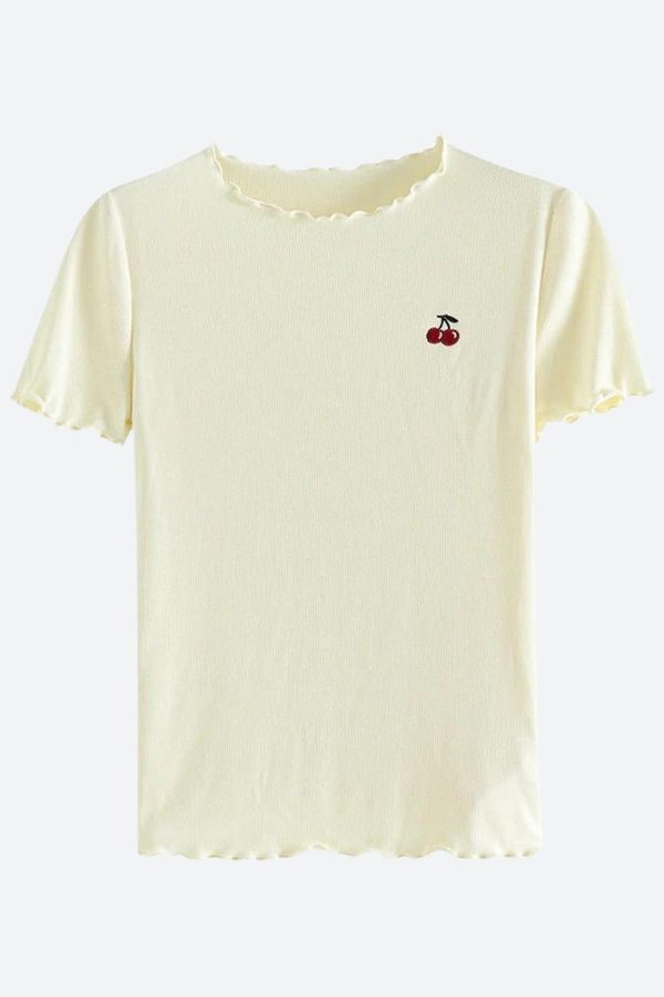 Soft Girl Cherry Lettuce Edge Tee