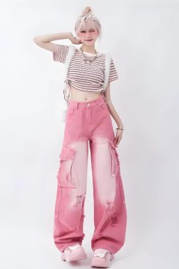 Soft Girl Distressed Cargo Jeans - Back to School Outfits Girls