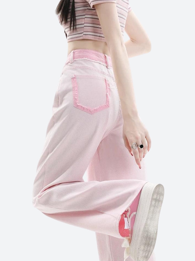 Soft Girl Distressed Straight Leg Pants Soft Girl Distressed Straight Leg Pants