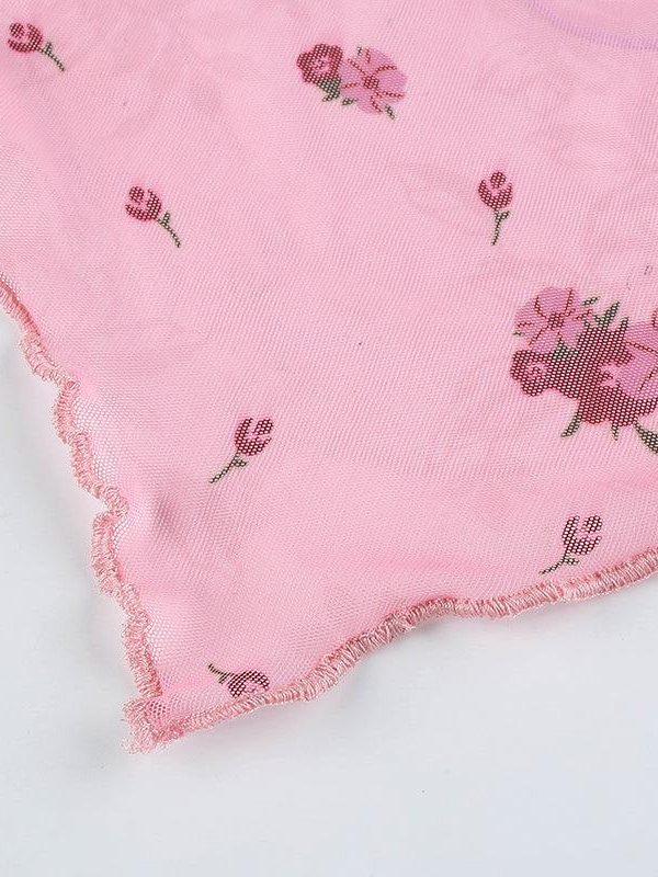 Soft Girl Floral Asymmetric Crop Top