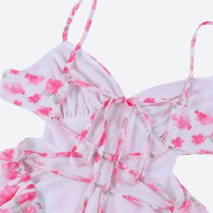 Soft Girl Floral Backless Chiffon Mini Dress