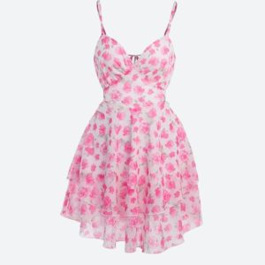 Soft Girl Floral Backless Chiffon Mini Dress