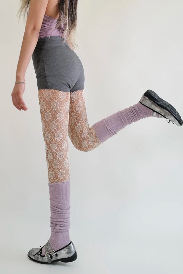 Soft Girl Floral Lace Tights