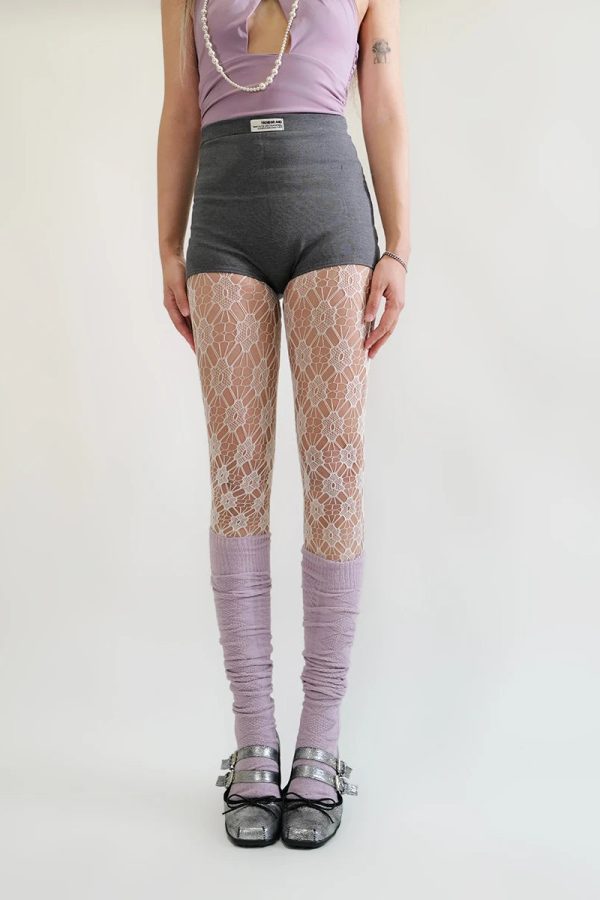 Soft Girl Floral Lace Tights