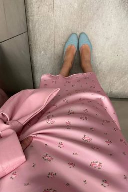 Soft Girl Floral Satin Midi Skirt