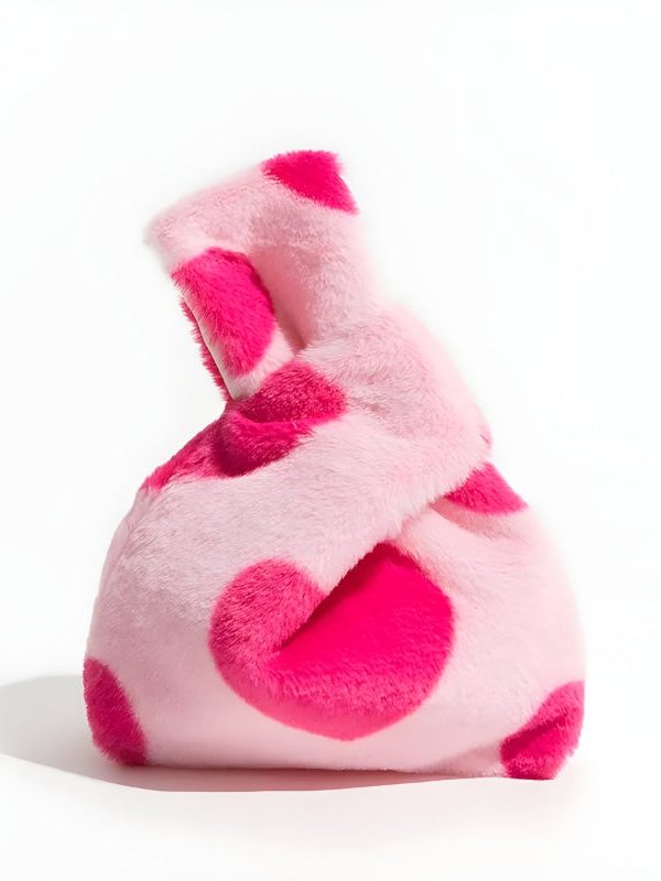 Soft Girl Heart Fluffy Wrist Bag