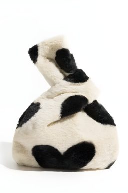 Soft Girl Heart Fluffy Wrist Bag