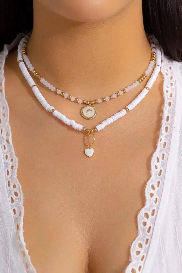 Soft Girl Heart & Moon Two-Pack Necklace Set