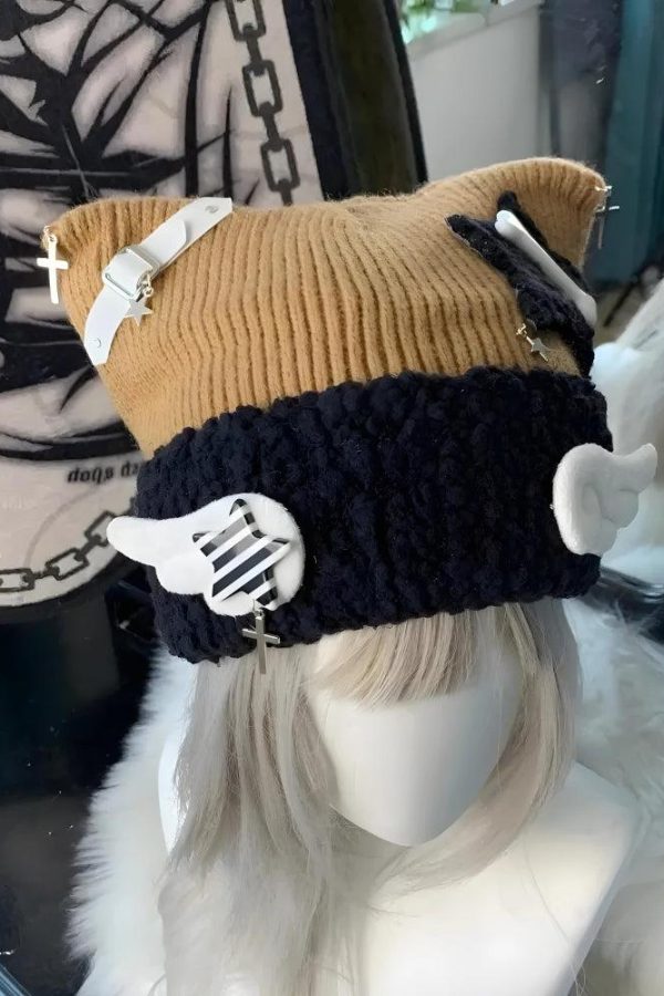 Soft Girl Kawaii Wings Knitted Beanie