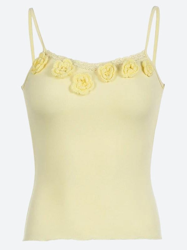 Soft Girl Knitted Flower Top