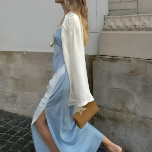 Soft Girl Lace Trim Midi Dress