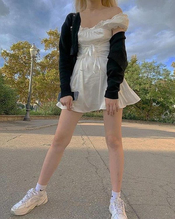 Soft Girl Lace Up Mini Dress