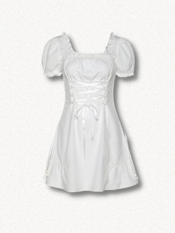Soft Girl Lace Up Mini Dress