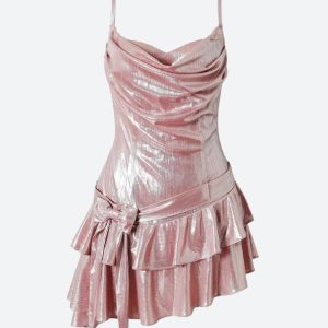 Soft Girl Metallic Mini Dress