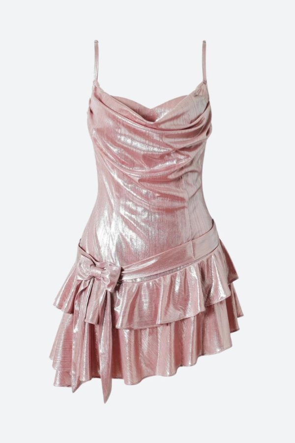 Soft Girl Metallic Mini Dress