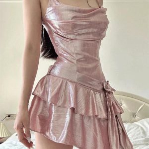 Soft Girl Metallic Mini Dress